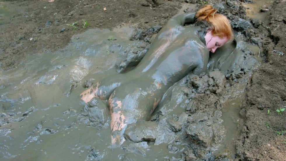 Nude girls sinking in quicksand
