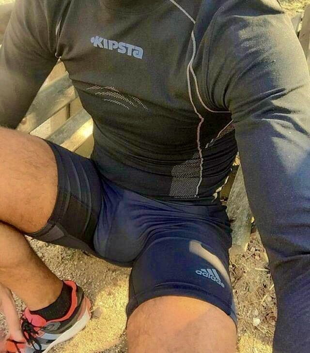 Cock Hanging Out Of Shorts.