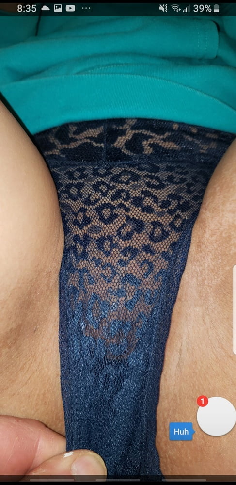 Wifes hot new blue lace panties - 6 Photos 
