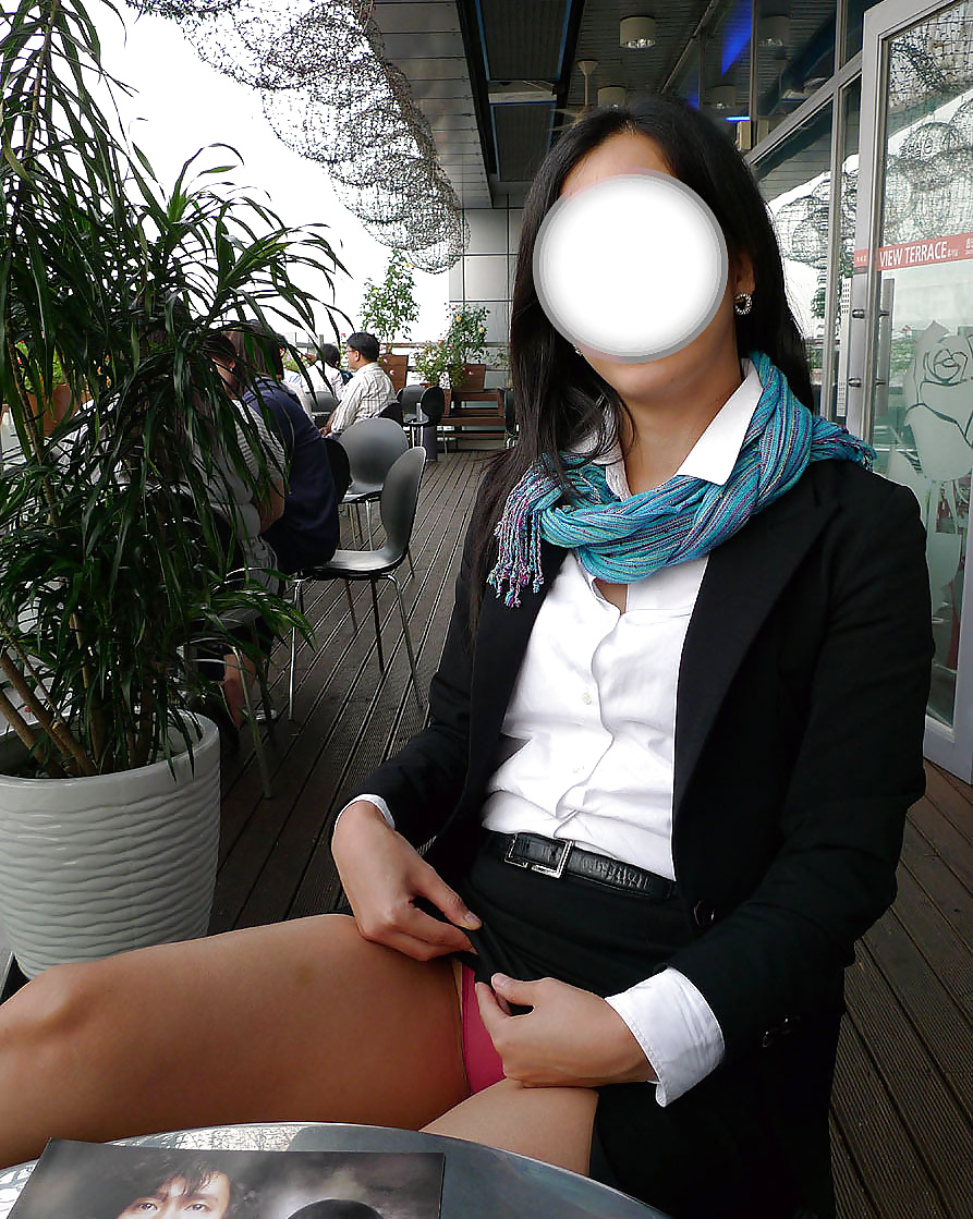 Korean coworker flashing in public porn gallery