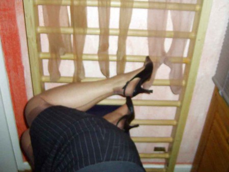 Her lovely legs and feet in nylons
