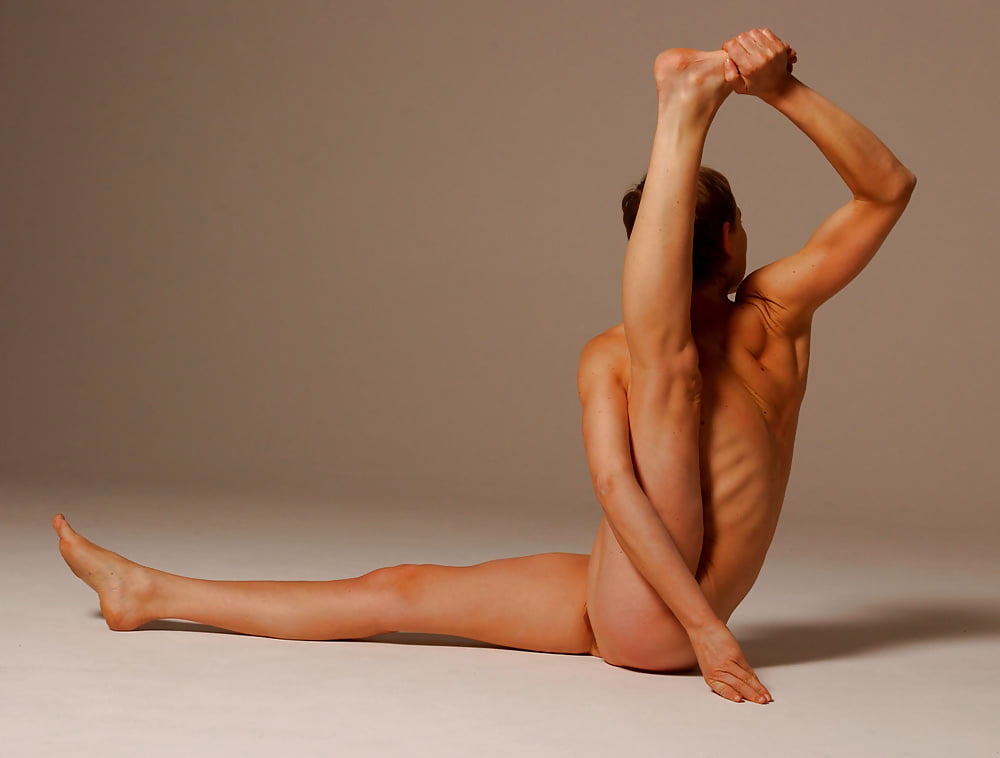 Naked yoga instructor