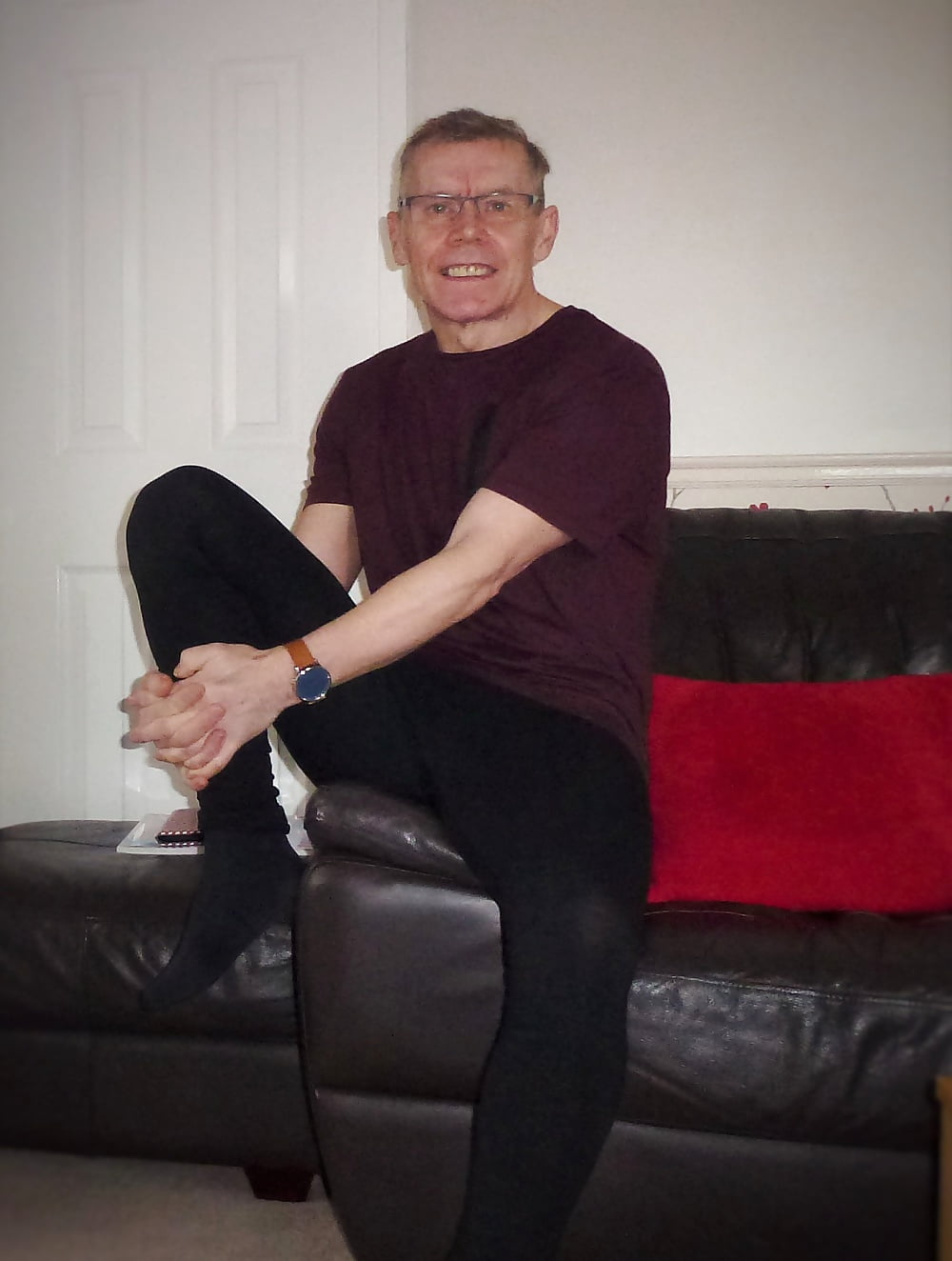 Black leggings and wine coloured top porn gallery