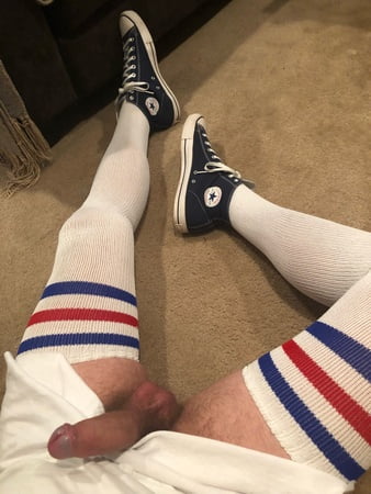 Navy Converse high tops and white thigh high socks. - 8 Pics | xHamster
