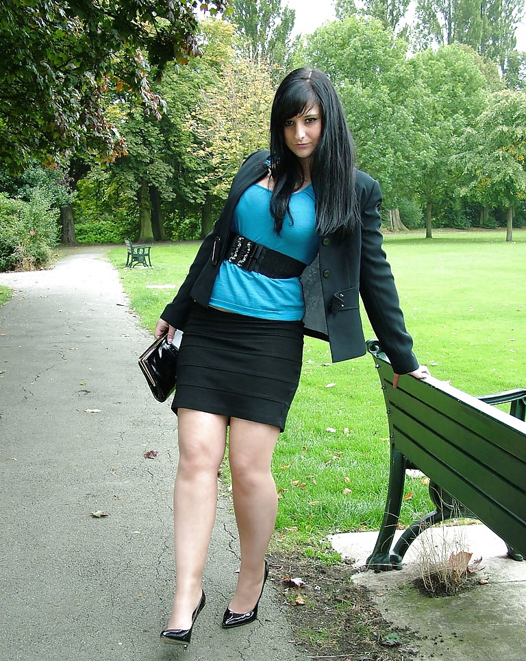 Nice brunette shows her  fuckable legs porn gallery