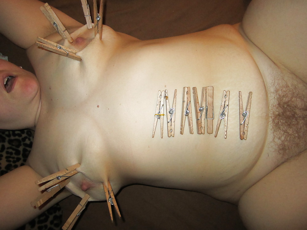 Clothespins on wife's tits. porn gallery