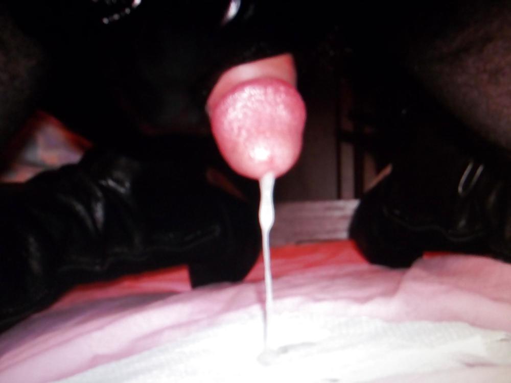 Vibrator fun with cock and balls between my legs cumshot