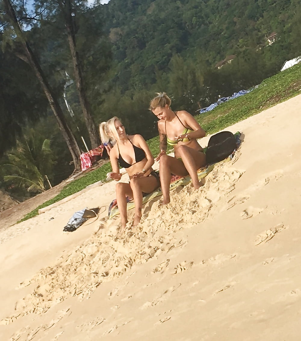 2 blonde sluts with big tits in bikinis porn gallery