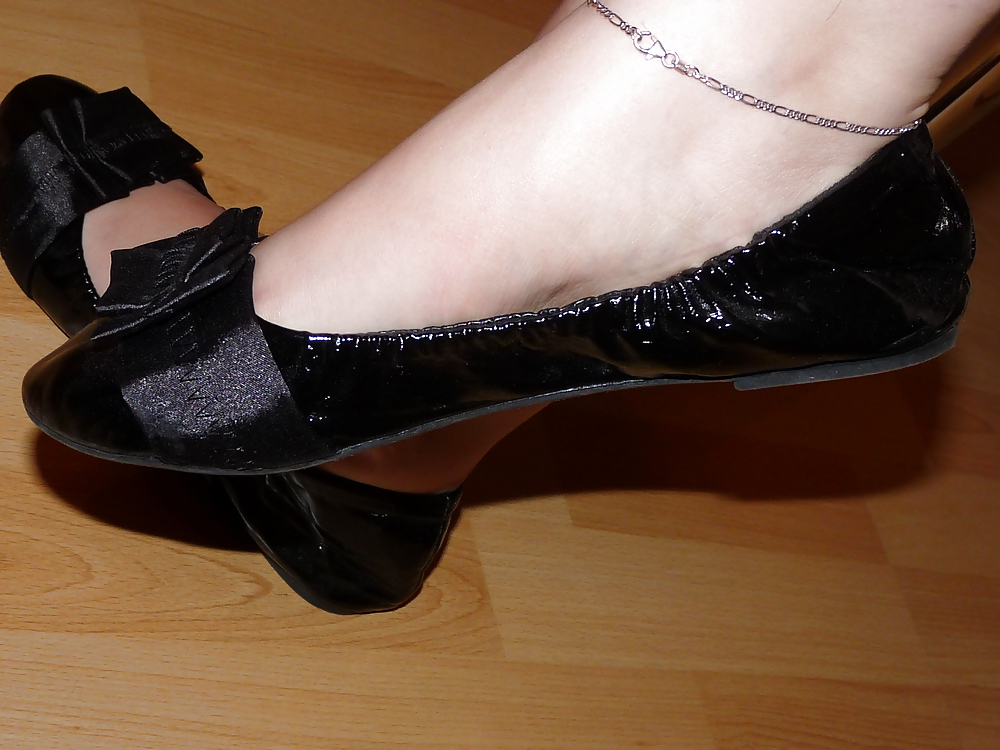 wifes sexy black leather ballerina ballet flats shoes porn gallery