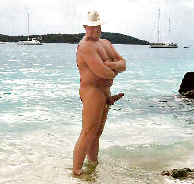 Fat man nude on beach 7