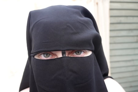 nude in niqab in ankle boots         