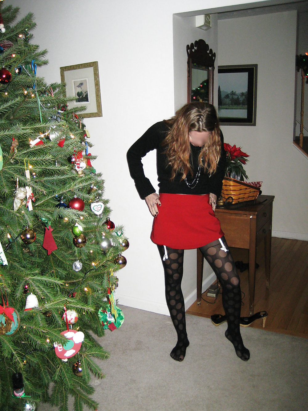 wife posing next to christmas tree porn gallery