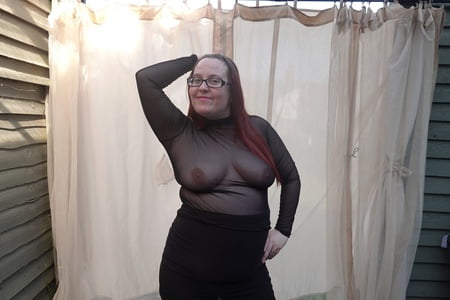 transparent top with miniskirt and boots         