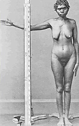 Historic scientific full nude Aboriginal girl being measured - 1 Photos 