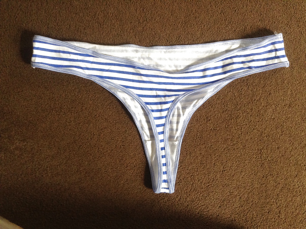 Wife's Striped Cotton Thong porn gallery