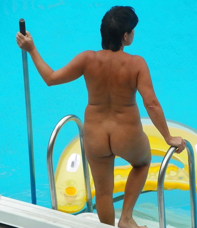 Nude Wife in pool