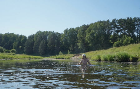 bathing in derzha river         