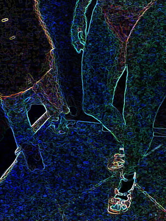 luminous contours of legs heels and ass         