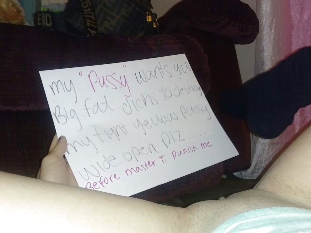slutty bitch holding signs porn gallery