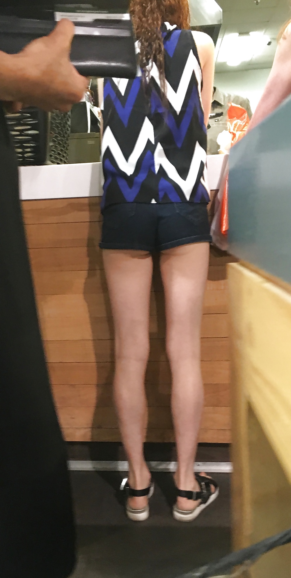 Tiny redhead mall teen in tiny shorts with a tiny ass porn gallery