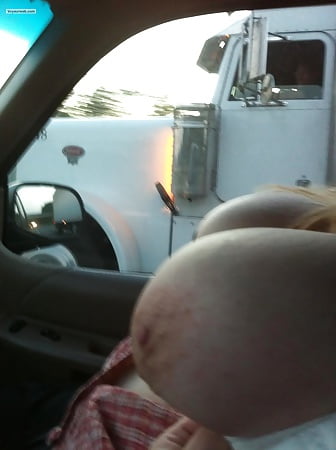 amateur big boobs on car