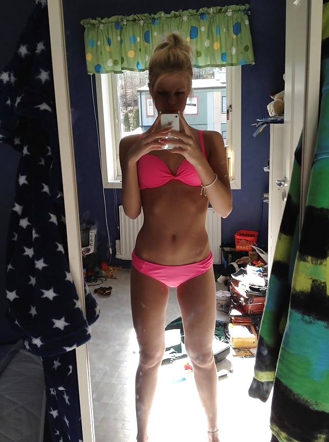 Blonde skinny teen taking selfies porn gallery