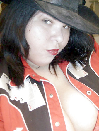 Chubby cowgirl with huge tits