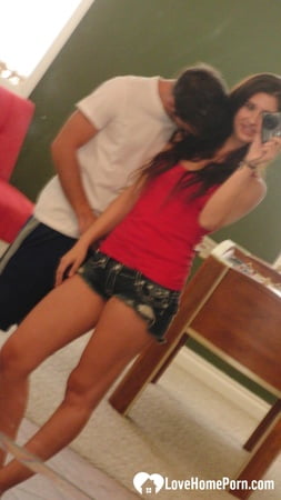 brunette cutie gets some cum over herself         