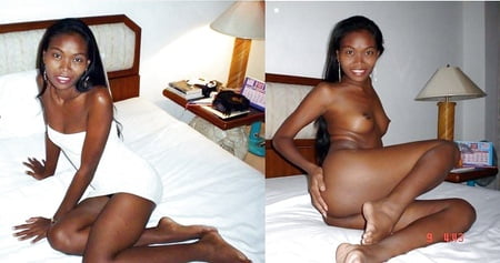 ebony black dressed undressed before after clothed naked         