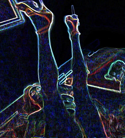 luminous contours of legs heels and ass         