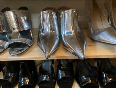 silver heels and nylon feet         