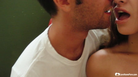 brunette cutie gets some cum over herself         