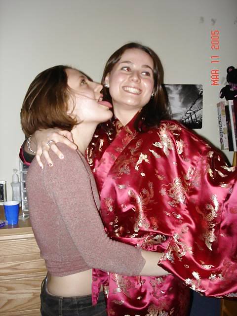 2 or more girls in Satin robe or Kimono porn gallery